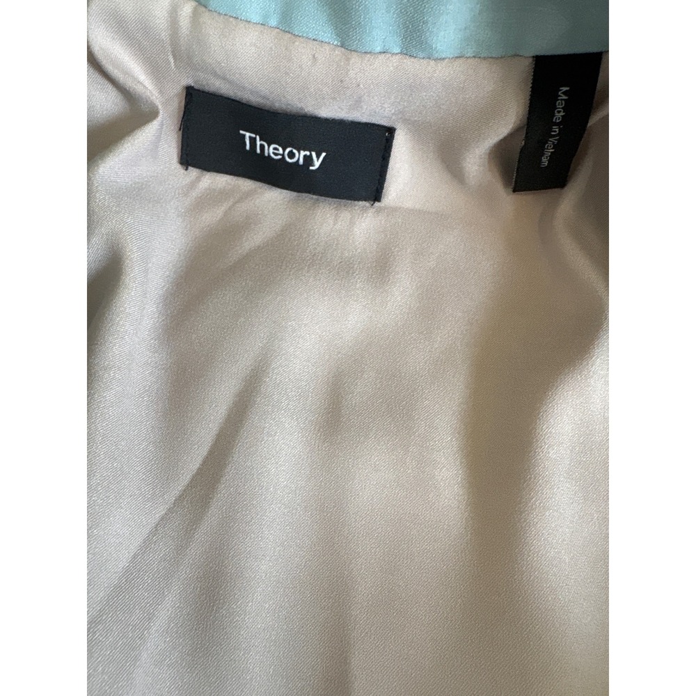 Theory Womens Linen Suit Set Seafoam Green Eco Crunch Jacket 6 Treeca Pants 6 - Picture 4 of 12